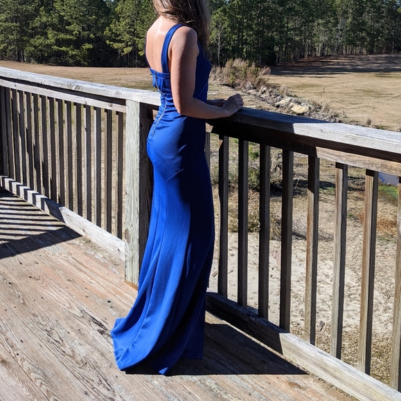 Royal Blue Mermaid Prom Evening Gown Dress - Picture 3 of 12